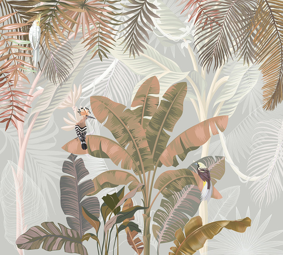 Фотообои Z-284 Бежево-зеленые банановые листья 300х270