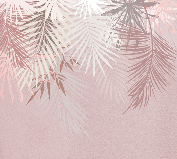 Фотообои F-343 Пальмовые листья розовые 300х270