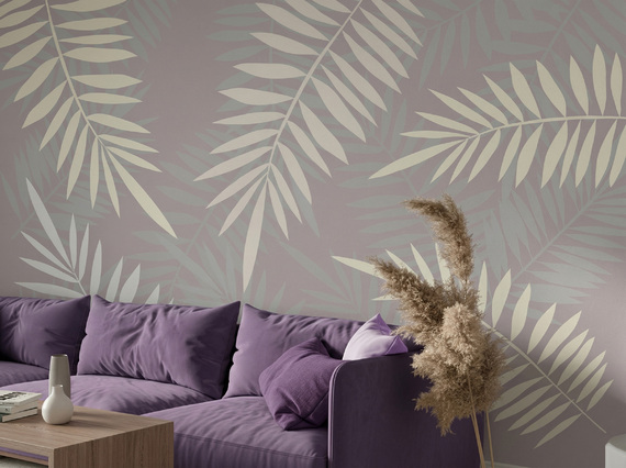 Авторские фотообои SV-032 «Рябиновые листья на сером фоне» (на заказ)