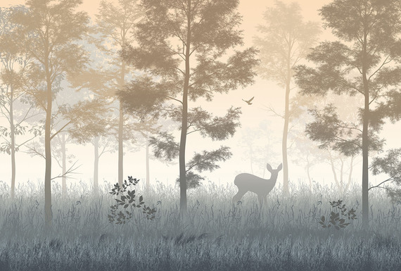 Фотообои F-439 Олень в бежевом лесу 400х270