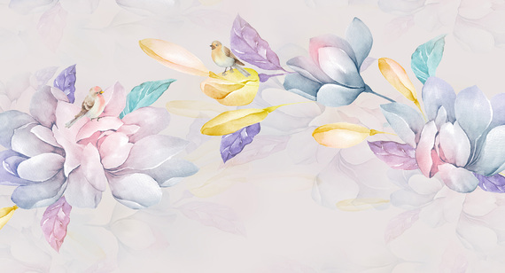 Фотообои T-307 Акварельные цветы 4 500х270