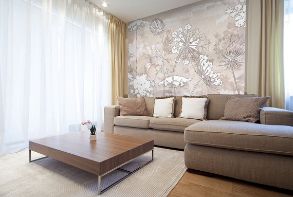 Фотообои Z-036 Одуванчики на бетонной стене беж 300х270