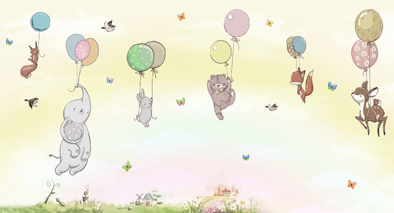 Фотообои F-353 Летающие животные на закате 2 500х270