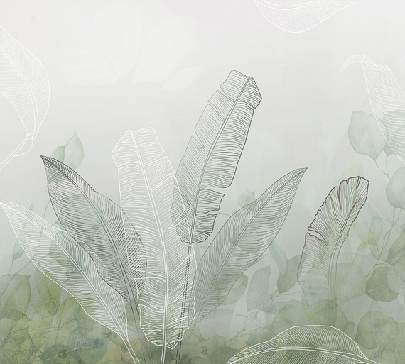 Фотообои F-306 Листья акварель 300х270