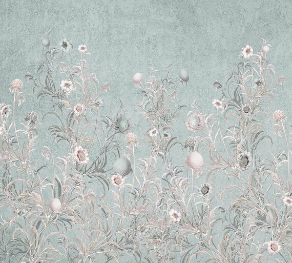 Фотообои F-386 Цветочный орнамент (голубой) 300х270