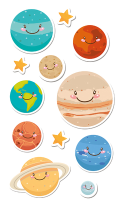 НАКЛЕЙКИ ДЕКОРАТИВНЫЕ ВИНИЛОВЫЕ Divino Sticky/30*50Планеты 30х50 см