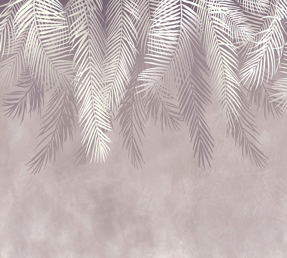 Фотообои Z-295 Листья на пудровом фоне 300х270