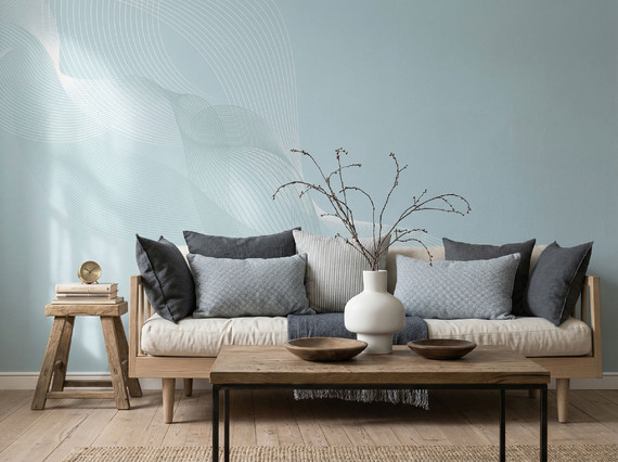 Авторские фотообои SV-008 «Спираль на синем» (на заказ)