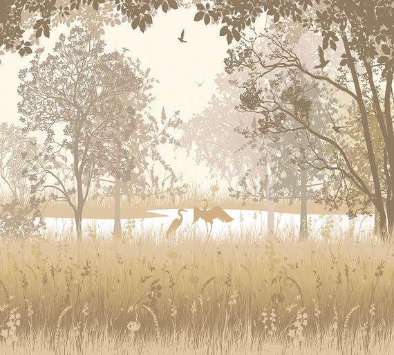 Фотообои Z-386 Птицы у озера 300х270