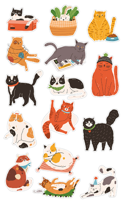 НАКЛЕЙКИ ДЕКОРАТИВНЫЕ ВИНИЛОВЫЕ Divino Sticky/30*50Забавные котики 30х50 см