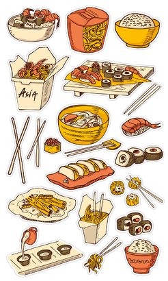 НАКЛЕЙКИ ДЕКОРАТИВНЫЕ ВИНИЛОВЫЕ Divino Sticky/30*50Азиатская кухня 30х50 см