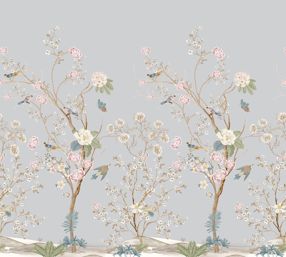 Фотообои F-463 Деревья с крупными бутонами (повторяющиеся) 300х270