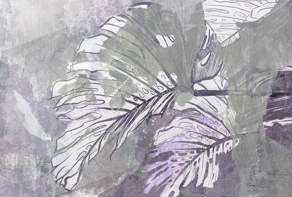 Фотообои F-153 Крупные листья на бетоне гранж 400х270