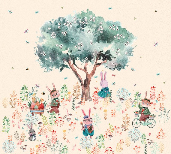 Фотообои T-140 Лесные зверята 300х270