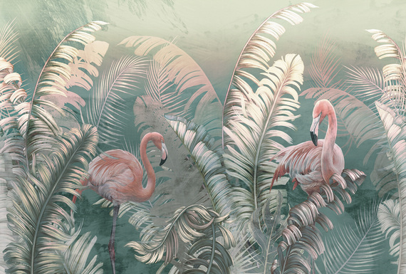 Фотообои F-115 Фламинго в экзотических листьях 400х270