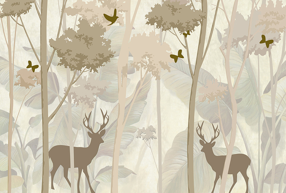 Фотообои T-172 Олени в лесу 400х270