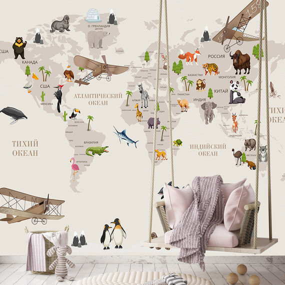 Фотообои Z-039 Бежевая карта (Рус) 300х270