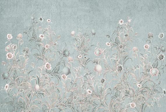 Фотообои F-387 Цветочный орнамент (голубой) 2 400х270