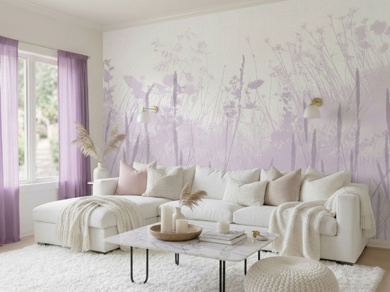 Авторские фотообои SV-017 «Колоски на розовом» (на заказ)