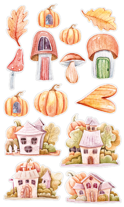 НАКЛЕЙКИ ДЕКОРАТИВНЫЕ ВИНИЛОВЫЕ Divino Sticky/30*50Осенние домики 30х50 см