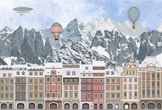 Фотообои Z-052 Домики в горах 400х270