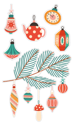 НАКЛЕЙКИ ДЕКОРАТИВНЫЕ ВИНИЛОВЫЕ Divino Sticky/30*50Ёлочные игрушки 30х50 см