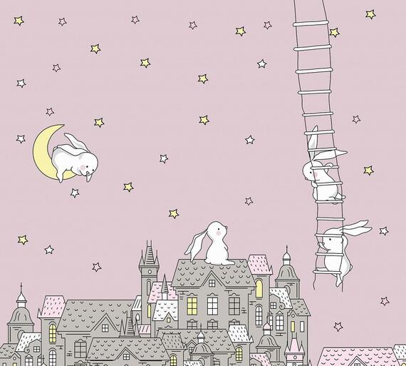 Фотообои F-434 Кролики в звёздном небе 300х270