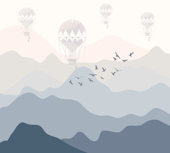 Фотообои F-394 Горный пейзаж графика 300х270