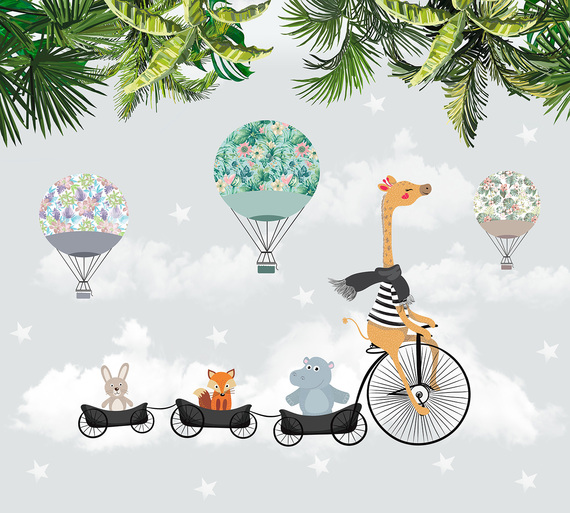 Фотообои F-085 Животные с шарами 300х270