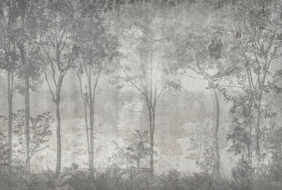 Фотообои Z-335 Лес на бетонной стене 400х270