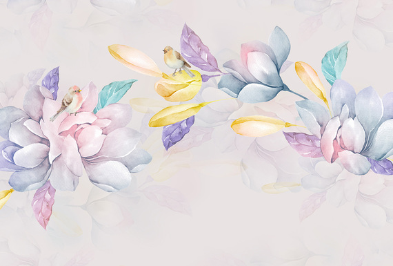 Фотообои T-306 Акварельные цветы 3 400х270