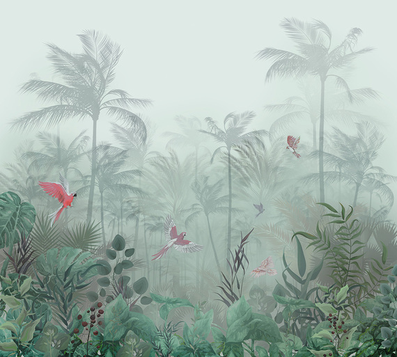 Фотообои T-190 Попугаи в тропиках 300х270