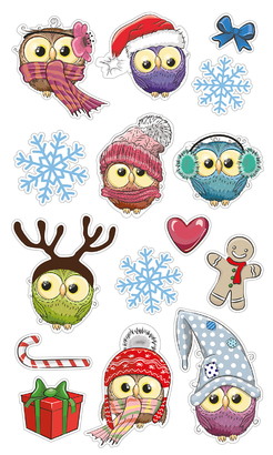 НАКЛЕЙКИ ДЕКОРАТИВНЫЕ ВИНИЛОВЫЕ Divino Sticky/30*50Нарядные совята 30х50 см