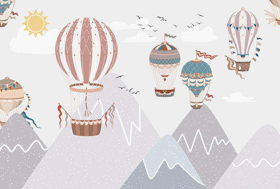 Фотообои/T коллекцияШары на фоне гор 400*270