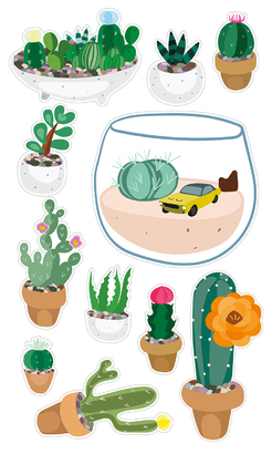 НАКЛЕЙКИ ДЕКОРАТИВНЫЕ ВИНИЛОВЫЕ Divino Sticky/30*50Яркие кактусы 30х50 см