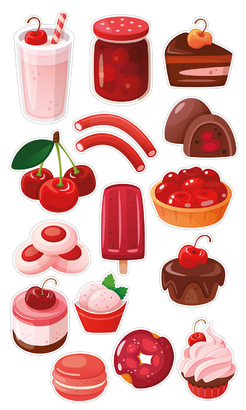 НАКЛЕЙКИ ДЕКОРАТИВНЫЕ ВИНИЛОВЫЕ Divino Sticky/30*50Вишневые десерты 30х50 см