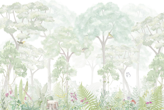 Фотообои F-422 Густой лес акварель 400х270