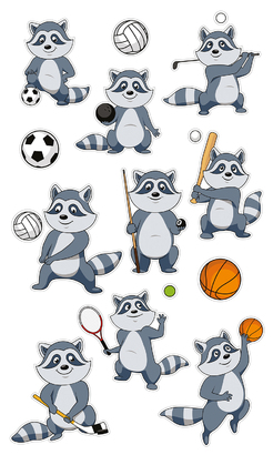 НАКЛЕЙКИ ДЕКОРАТИВНЫЕ ВИНИЛОВЫЕ Divino Sticky/30*50Енот спортсмен 30х50 см