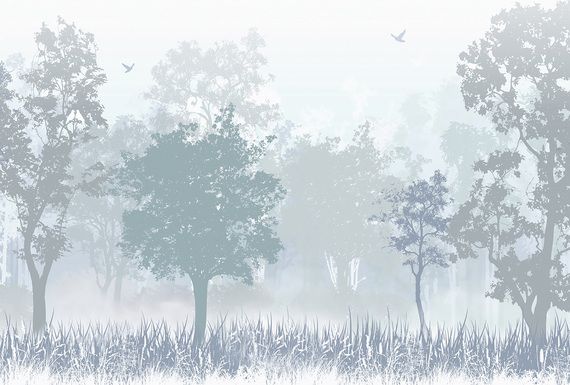 Фотообои F-403 Голубой лес в тумане 400х270