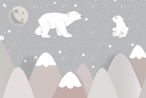 Фотообои F-146 Мишки в звёздном небе 400х270