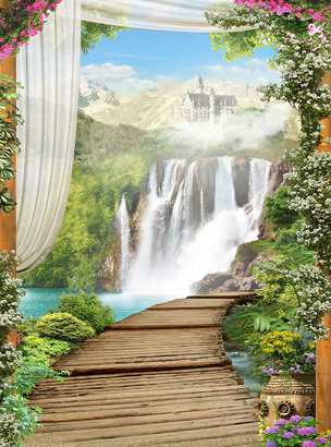 Фотообои Замок над водопадом 200х270 см из коллекции Divino Decor