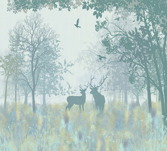 Фотообои Z-384 Олени в сказочном саду 300х270