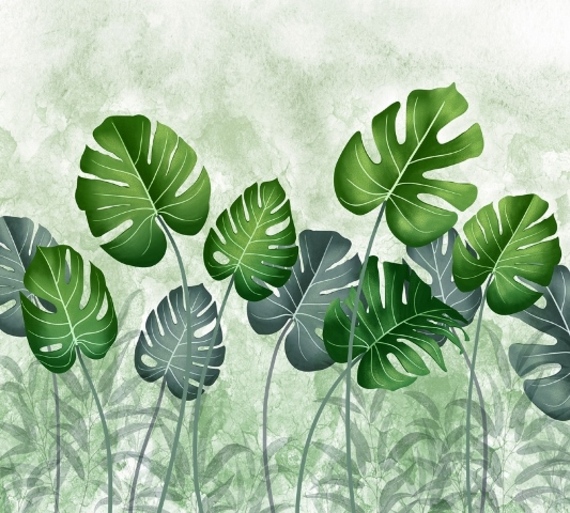 Фотообои T-244 Тропические листья 300х270