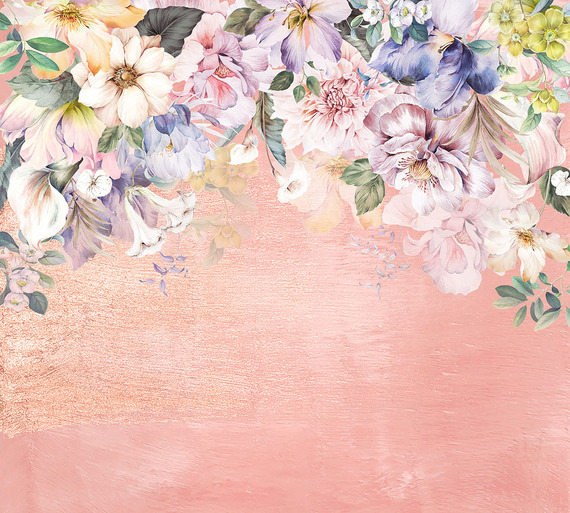 Фотообои Z-374 Цветы на розовой стене 300х270