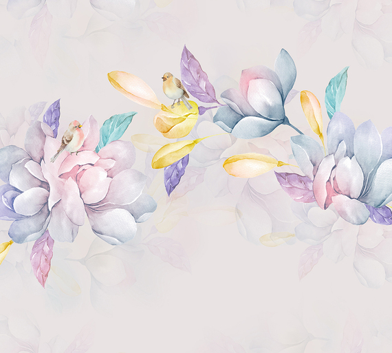 Фотообои T-015 Акварельные цветы 300х270