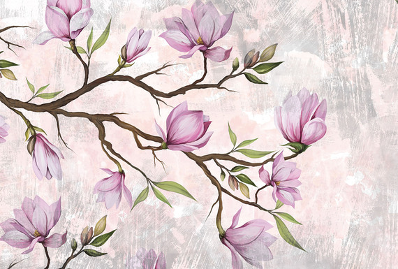 Фотообои F-183 Магнолия на бетонной стене 400х270