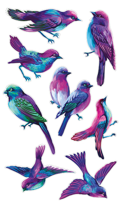 НАКЛЕЙКИ ДЕКОРАТИВНЫЕ ВИНИЛОВЫЕ Divino Sticky/30*50Неоновые птицы 30х50 см