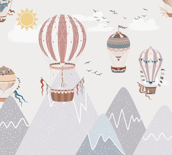 Фотообои T-335 Шары на фоне гор 3 300х270