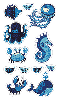 НАКЛЕЙКИ ДЕКОРАТИВНЫЕ ВИНИЛОВЫЕ Divino Sticky/30*50Морские обитатели 30х50 см