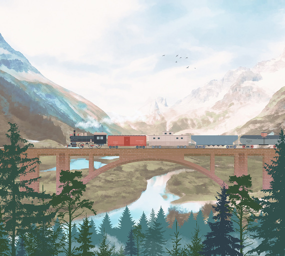 Фотообои Z-094 Поезд на мосту 300х270